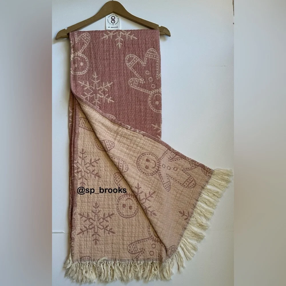 🎁Texteis Penedo Throw Blanket - Mallow Cotton Gingerbread - Made in Portugal